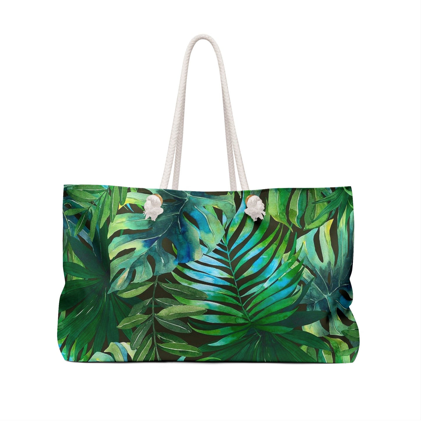 Bag Green tropical leaves.{I follow Jesus} Weekender Bag