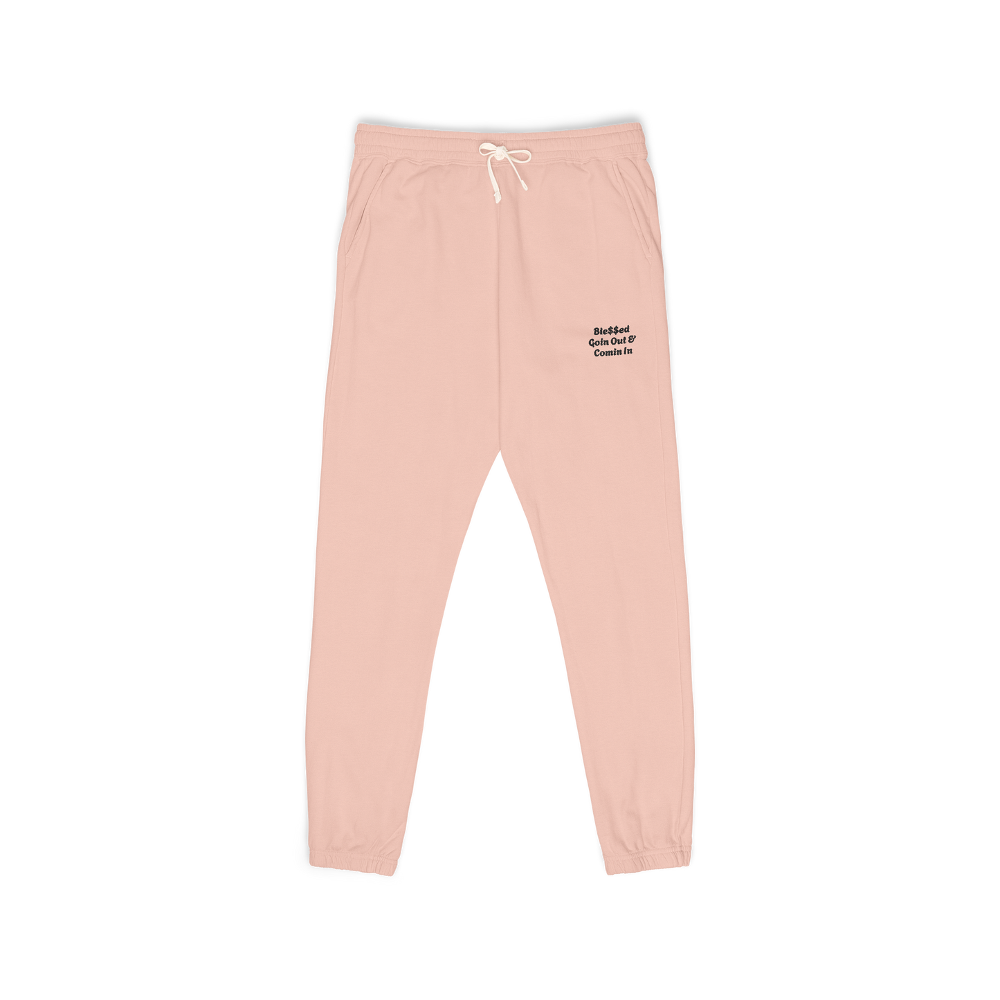 Unisex Garment-Dyed Lightweight Fleece Sweatpants with words Ble$$ed going out& Ble$$ed coming in
