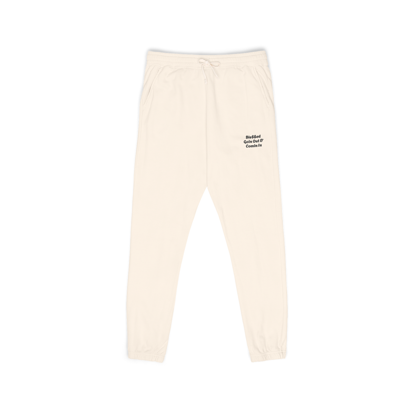 Unisex Garment-Dyed Lightweight Fleece Sweatpants with words Ble$$ed going out& Ble$$ed coming in