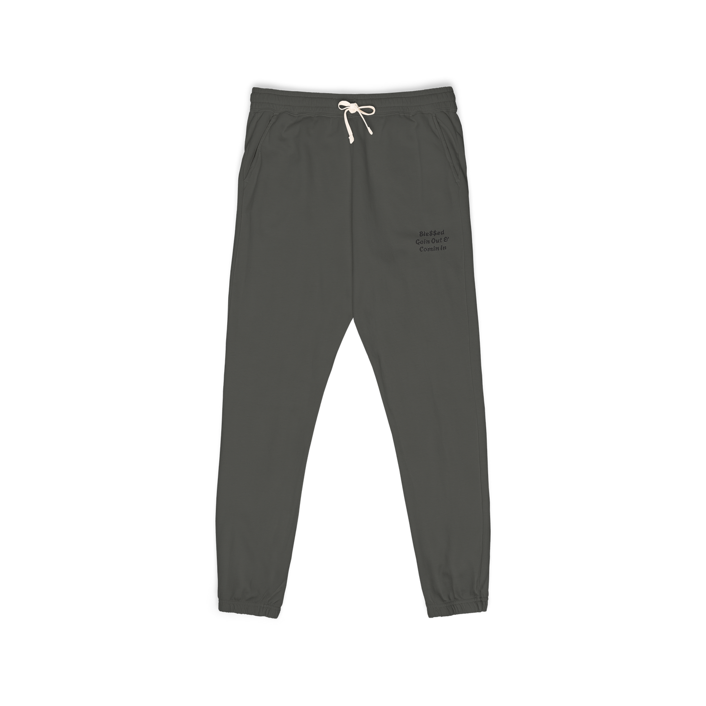 Unisex Garment-Dyed Lightweight Fleece Sweatpants with words Ble$$ed going out& Ble$$ed coming in