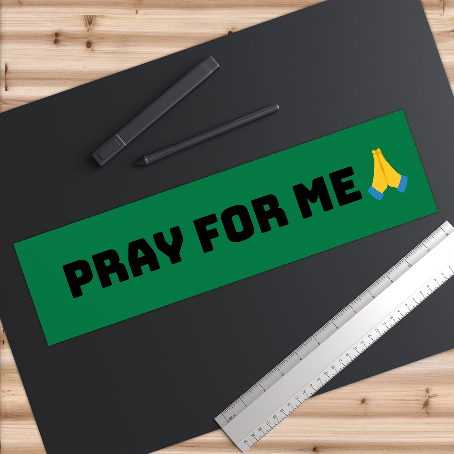 Bumper Stickers with Pray for me green background