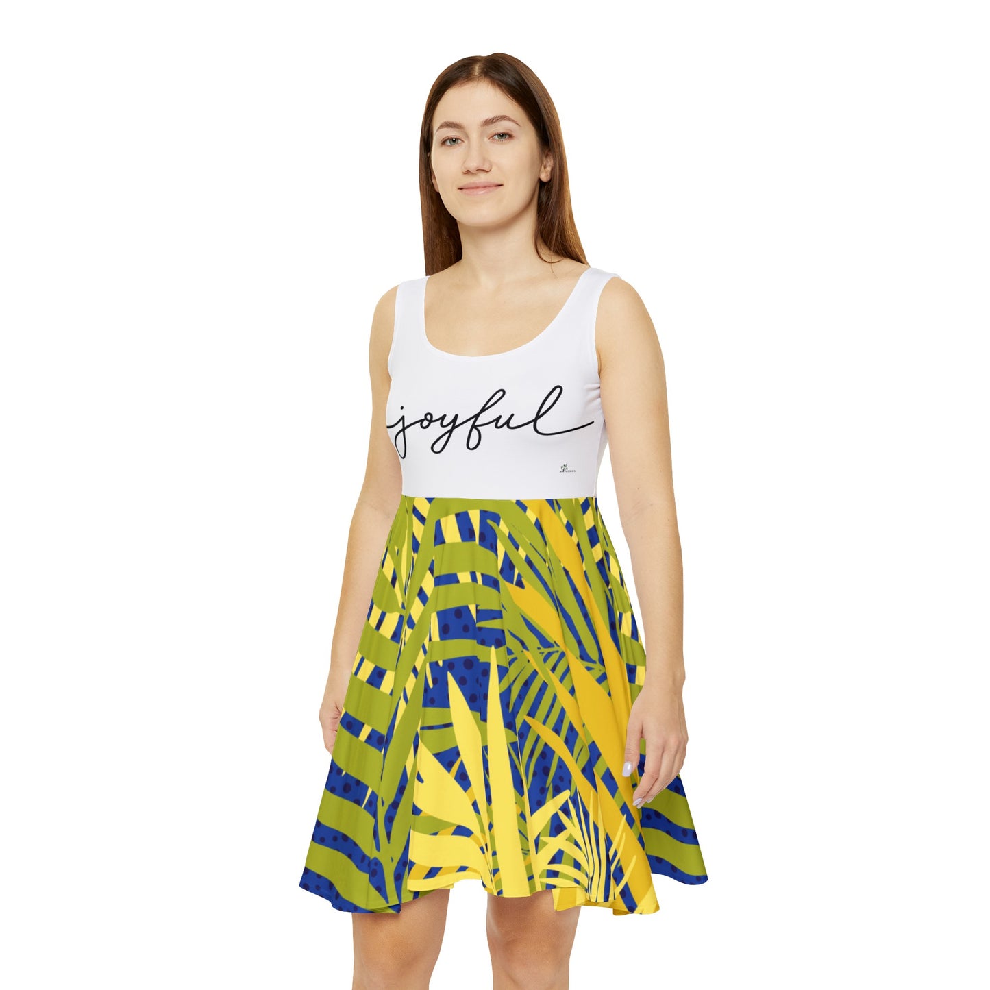 Women's Skater Dress (AOP)Palm leaves print/ joyful