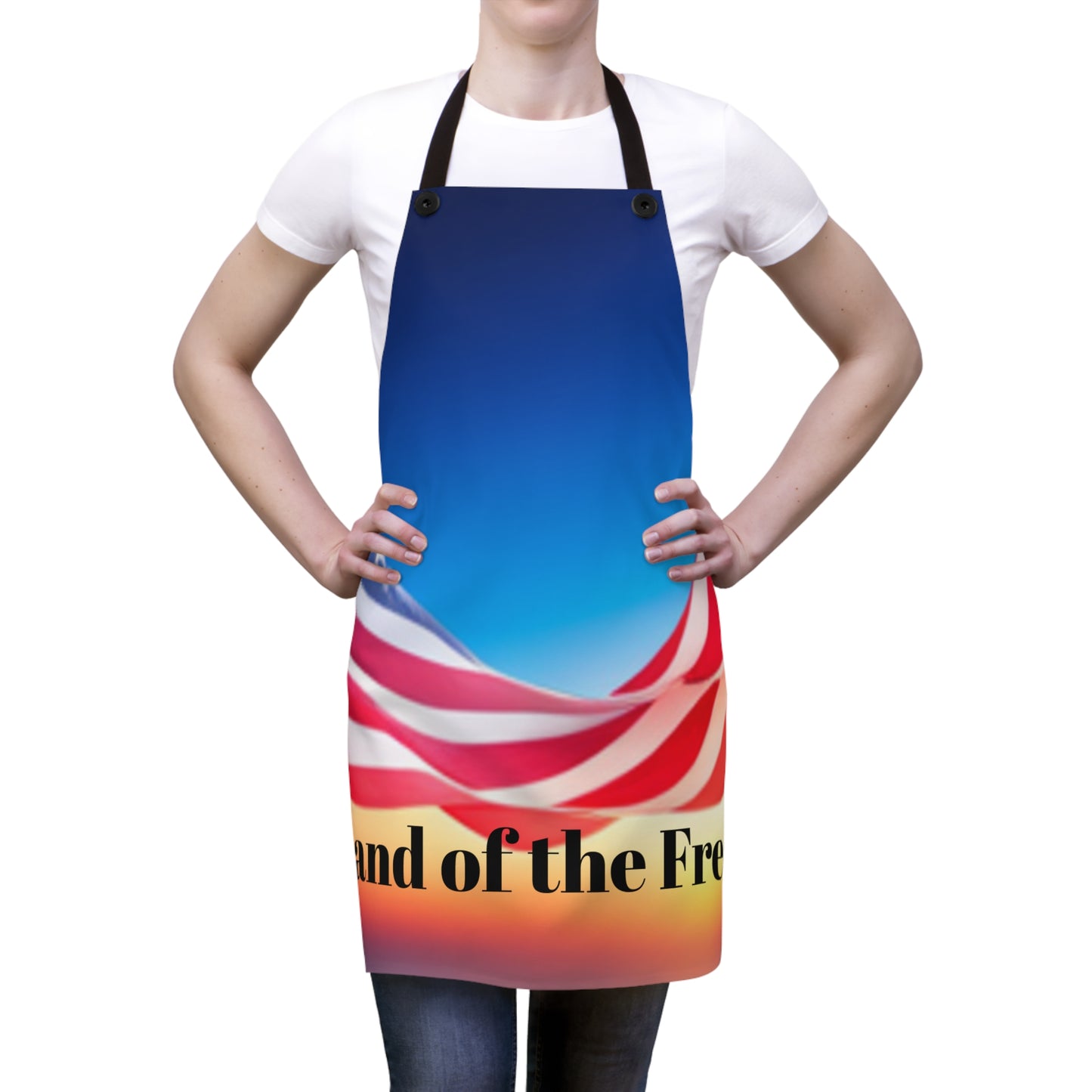 Apron (AOP)/American flag/ Land of the Free.