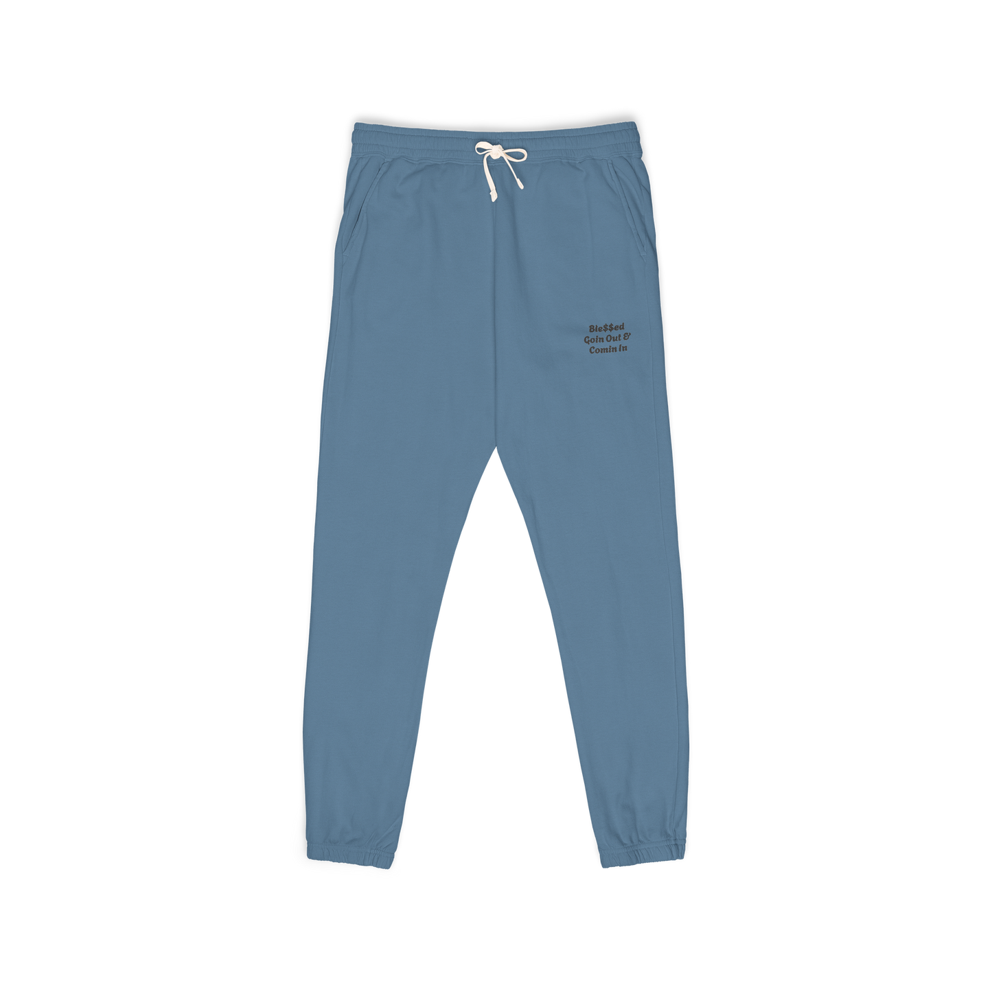 Unisex Garment-Dyed Lightweight Fleece Sweatpants with words Ble$$ed going out& Ble$$ed coming in