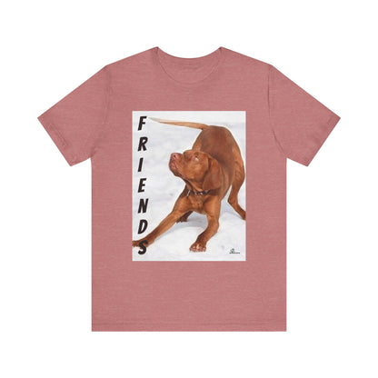 Unisex Jersey Short Sleeve Tee Dogs are friends for life. with photos of dogs