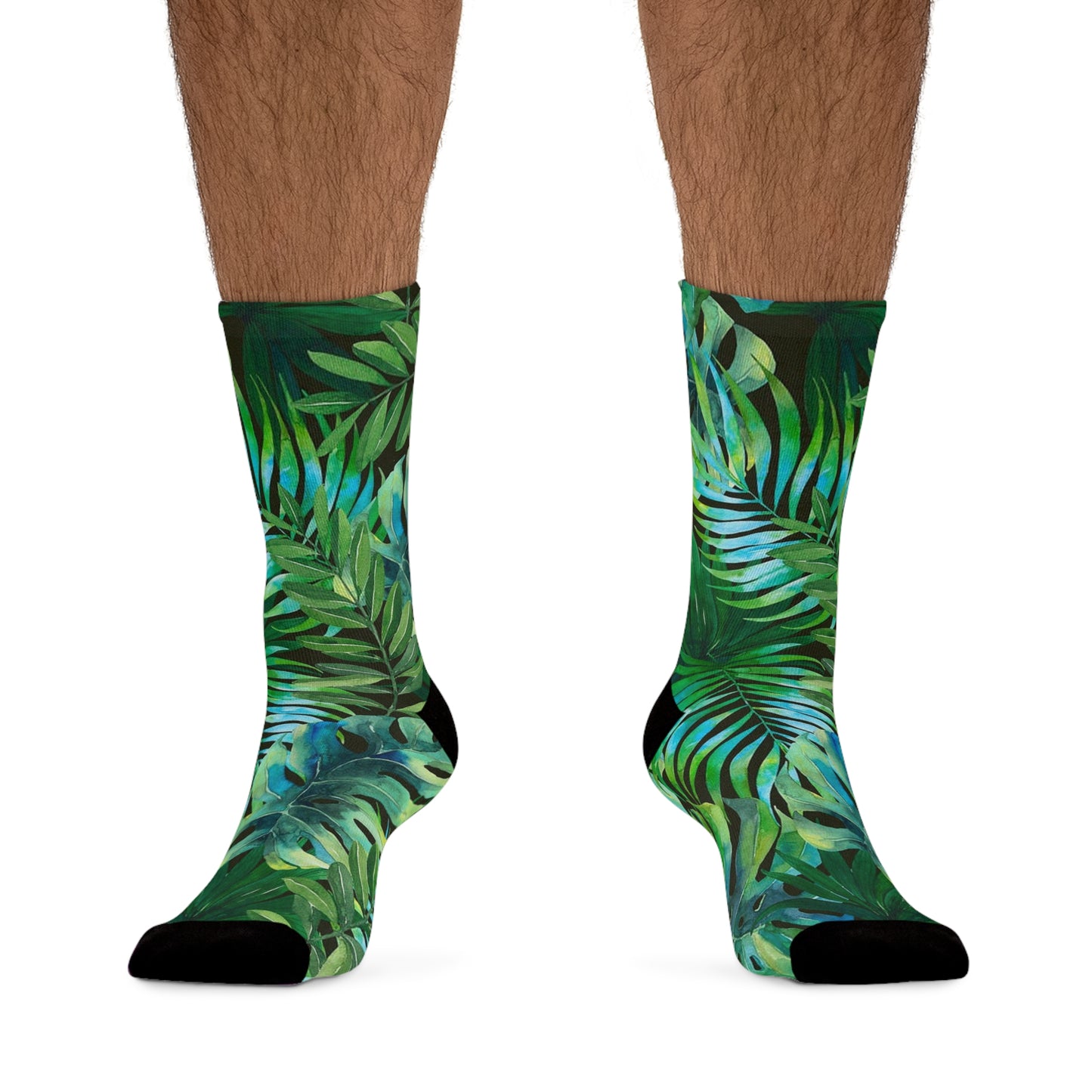 Sock. Tropical green leaves. Recycled Poly Socks