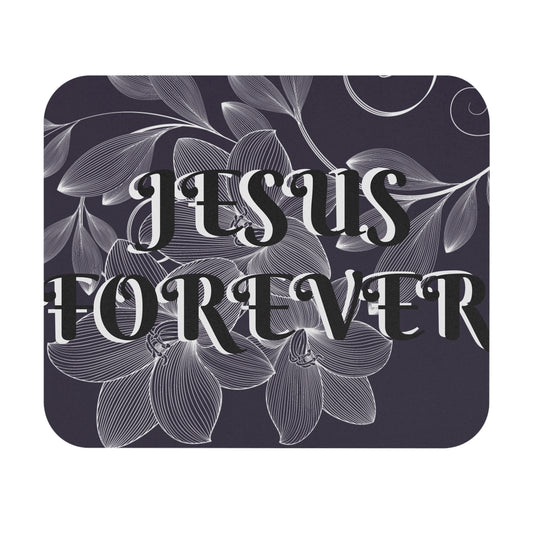 Mouse Pad (Rectangle) JESUS FOREVER BLACK AND WHITE LEAVES