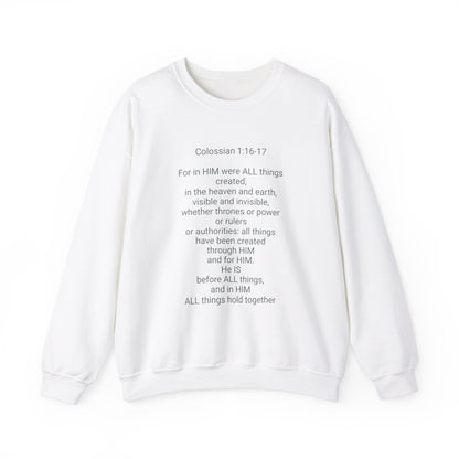 Unisex Heavy Blend™ Crewneck Sweatshirt Colossian 1:16-17/ Jesus is Lord.