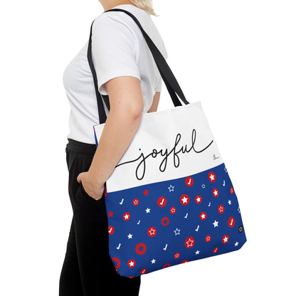 Tote Bag (AOP) Blue print with Joyful