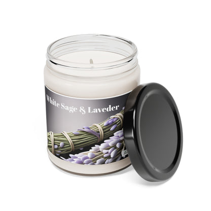 Scented Soy Candle, 9oz White Sage $ Lavender