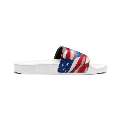 Men's PU Slide Sandal with American Flag in clouds form