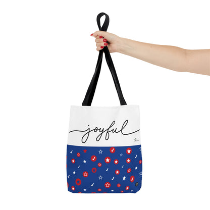 Tote Bag (AOP) Blue print with Joyful