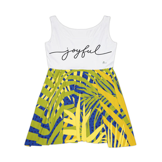 Women's Skater Dress (AOP)Palm leaves print/ joyful