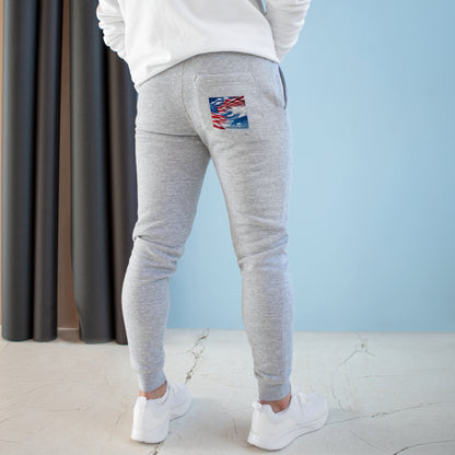 Unisex Fleece Joggers with American Flag and words Home of the Brave.