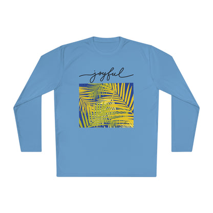 Unisex Lightweight Long Sleeve Tee. Palm leaves print/ joyful.