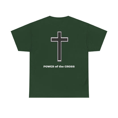 Unisex Heavy Cotton Tee. The one way to peace IS through the power of the cross.. White letters.