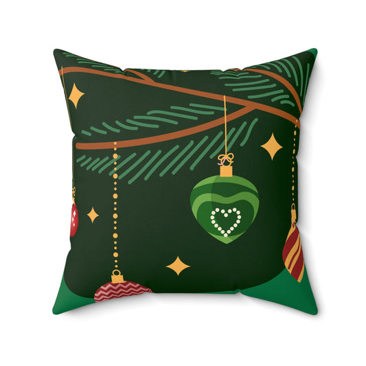 Spun Polyester Square Pillow Christmas green 2