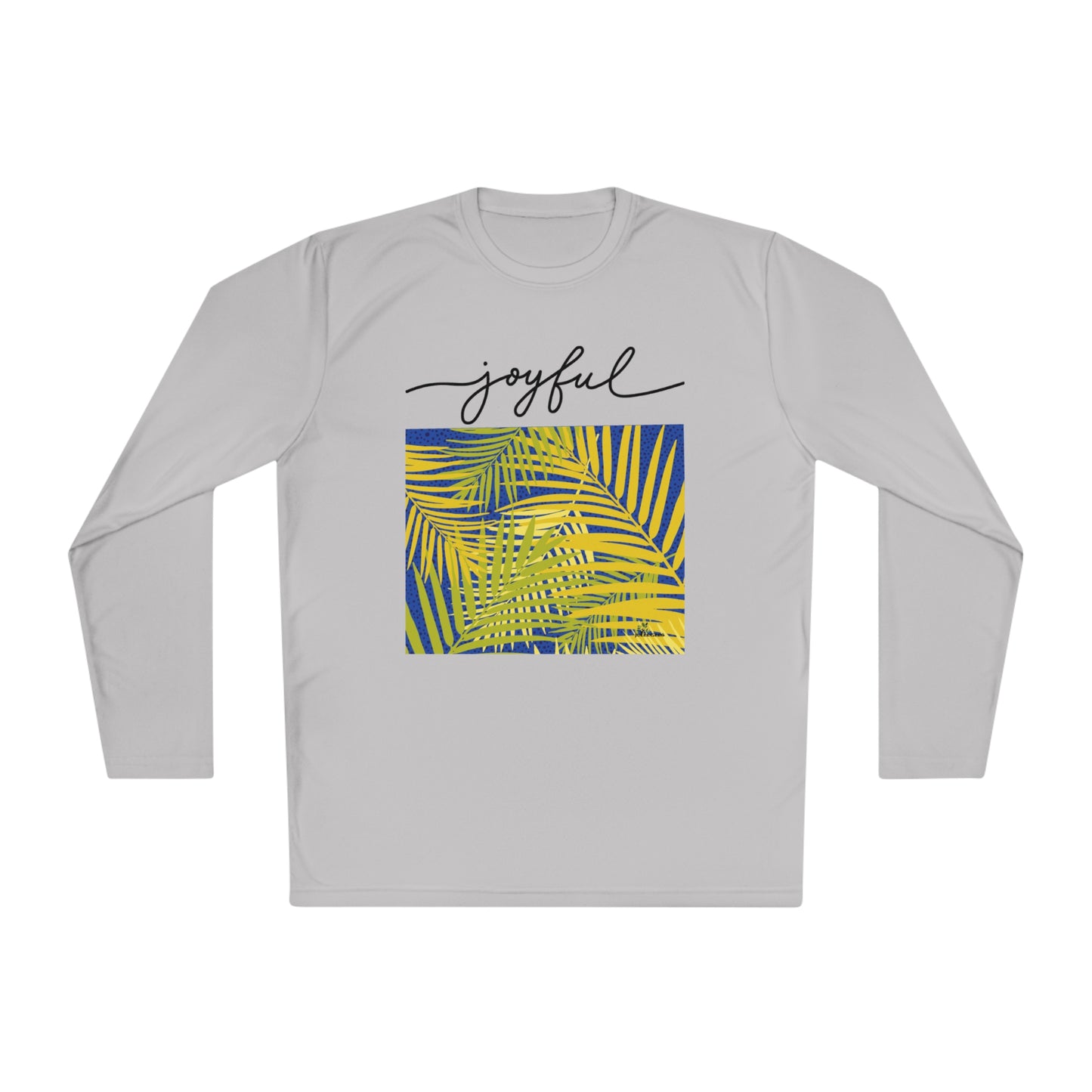 Unisex Lightweight Long Sleeve Tee. Palm leaves print/ joyful.