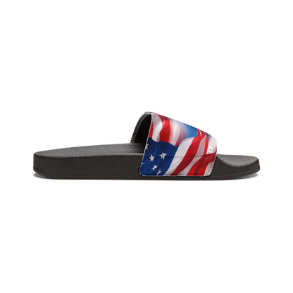 Men's PU Slide Sandal with American Flag in clouds form