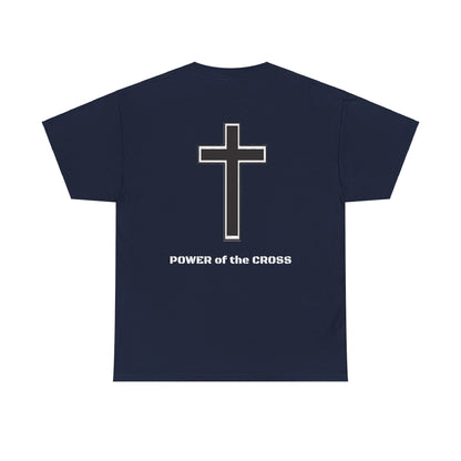 Unisex Heavy Cotton Tee. The one way to peace IS through the power of the cross.. White letters.