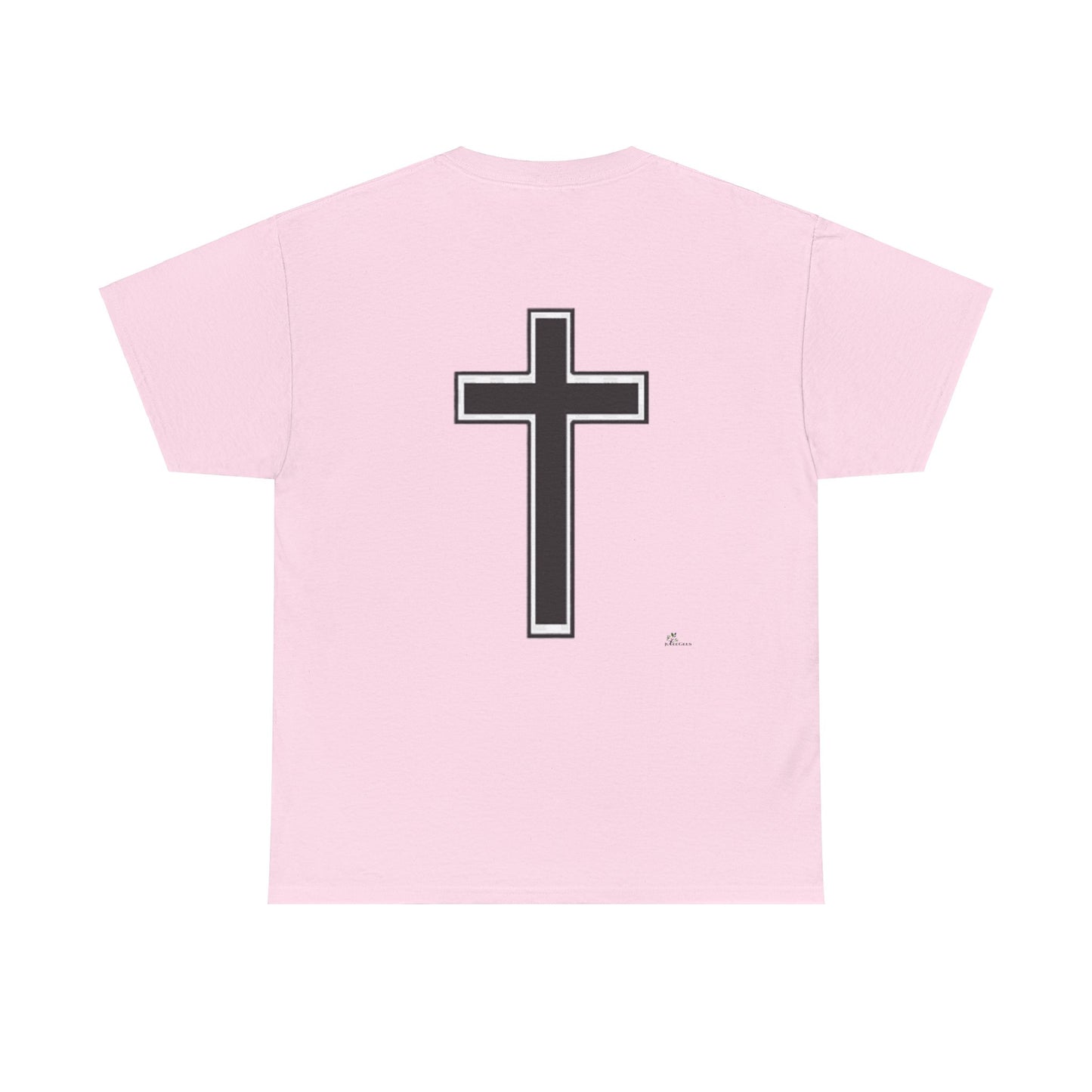 Unisex Heavy Cotton Tee. the one way to peace is through the power of the cross with words in  Black letters