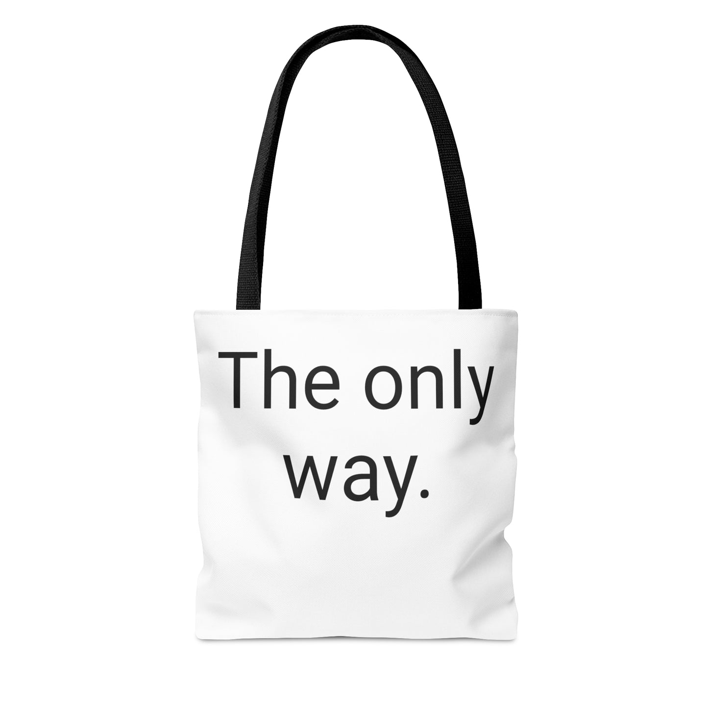 Tote Bag (AOP) The only way/ white background / Jesus be my center.