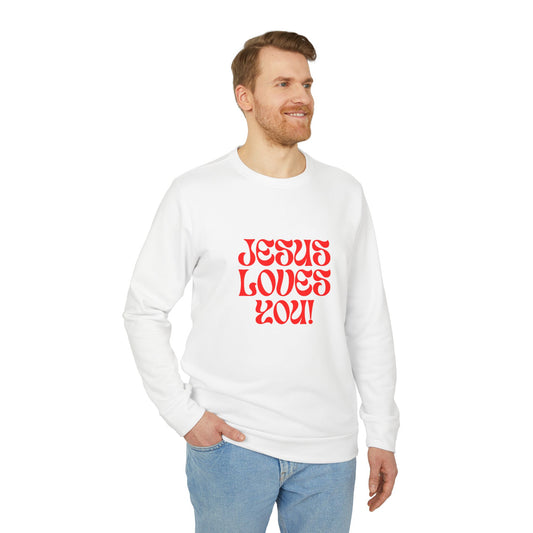 adidas® Unisex Fleece Crewneck Sweatshirt Jesus loves you