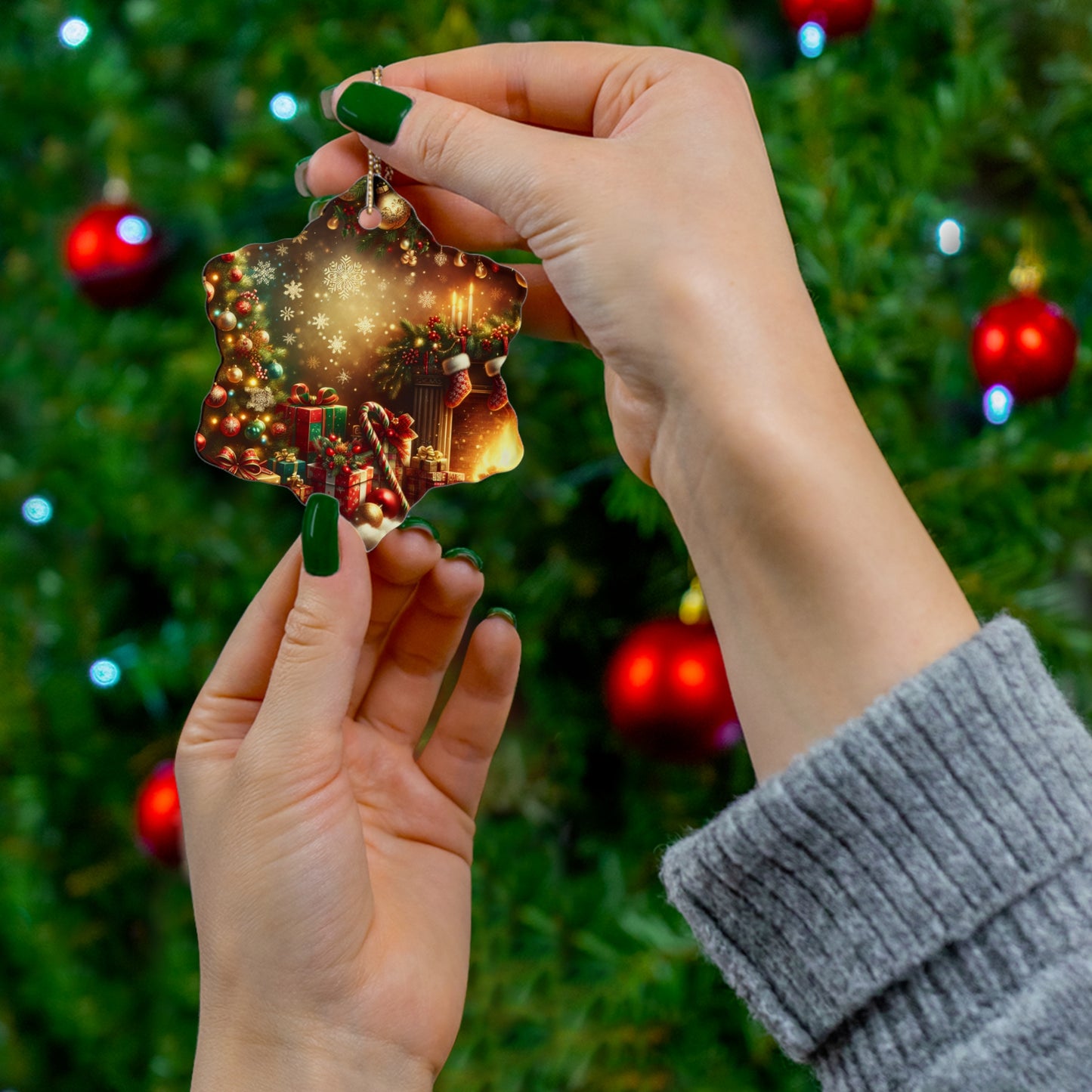 Ceramic Ornament, 3 Shapes Christmas background