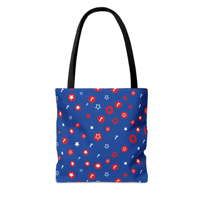 Tote Bag (AOP) Blue print with Joyful