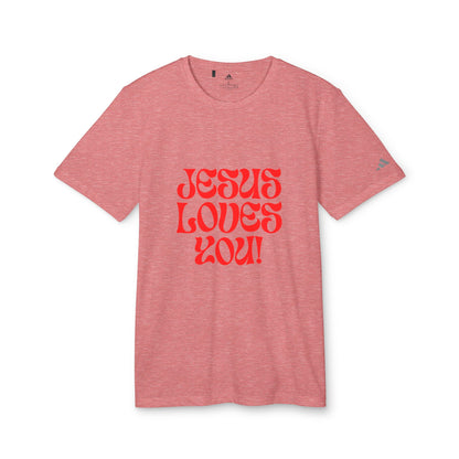 adidas® Unisex Sport T-shirt Jesus loves you.