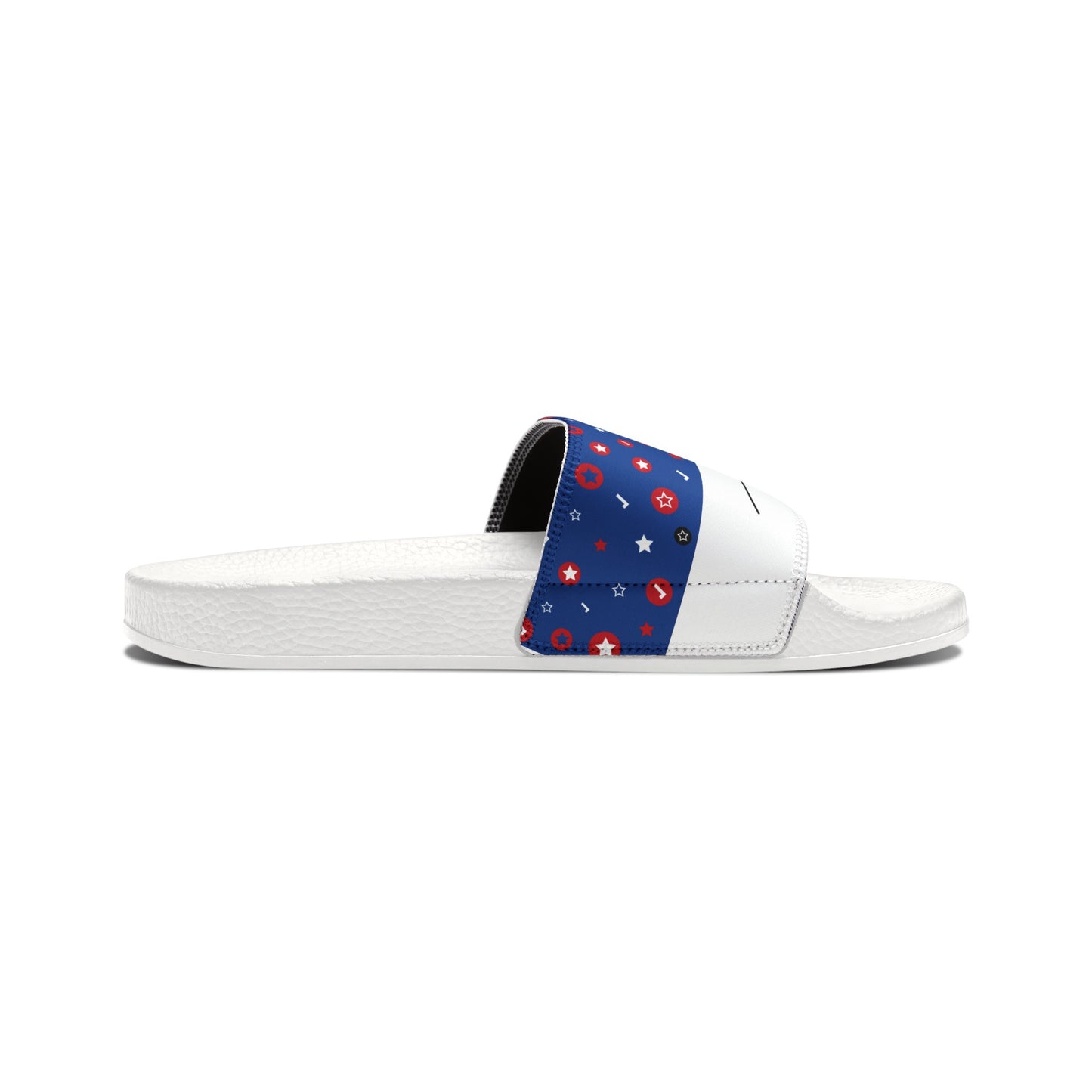 Men's PU Slide Sandals Blue Print with Joyful