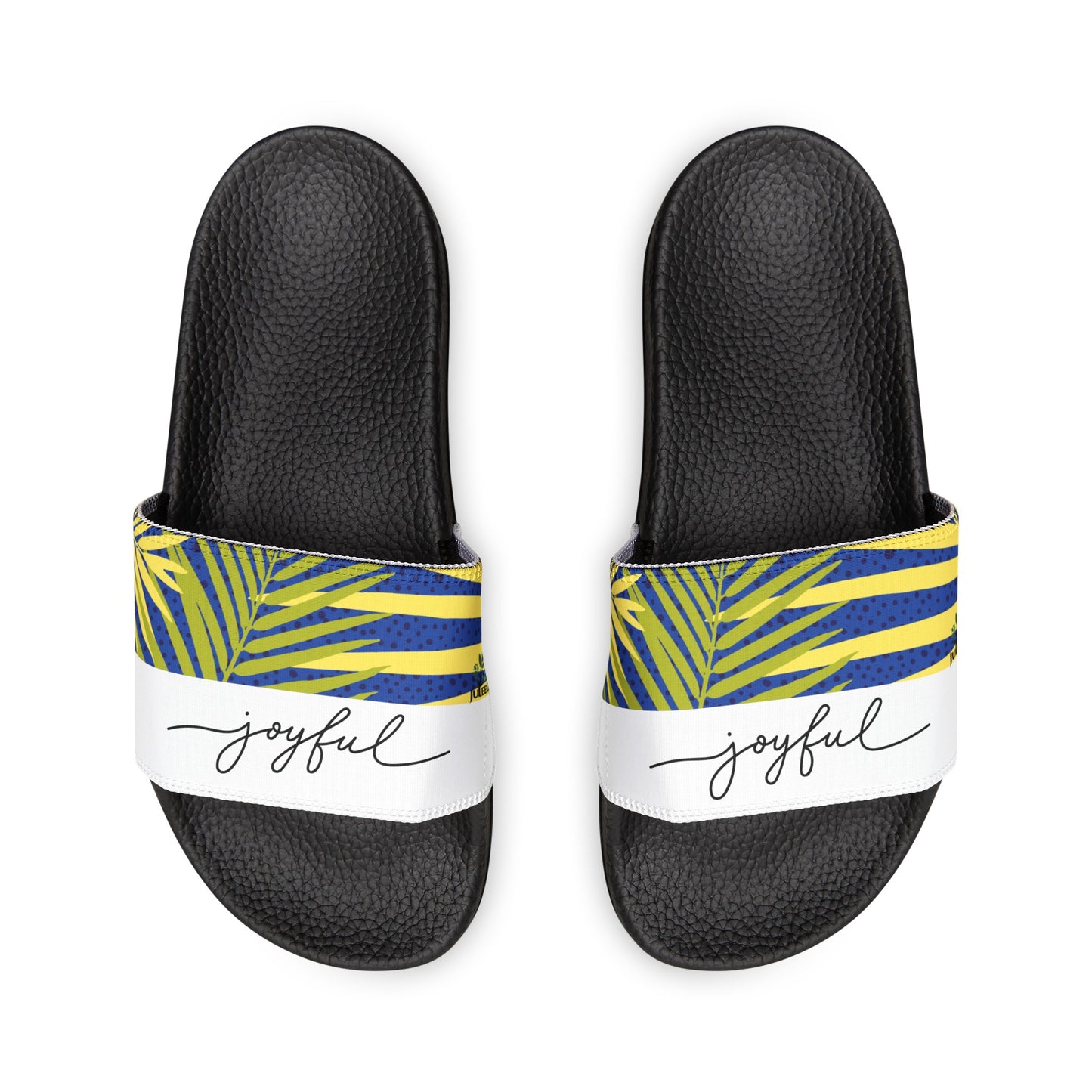 Men's PU Slide Sandals Palm leaves print/Joyful