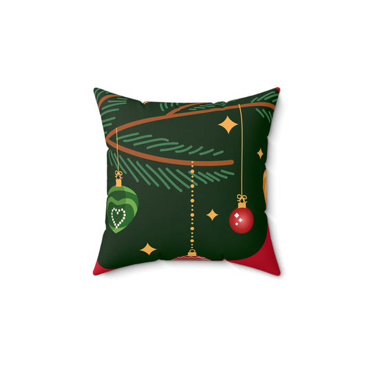 Spun Polyester Square Pillow Christmas green /Red