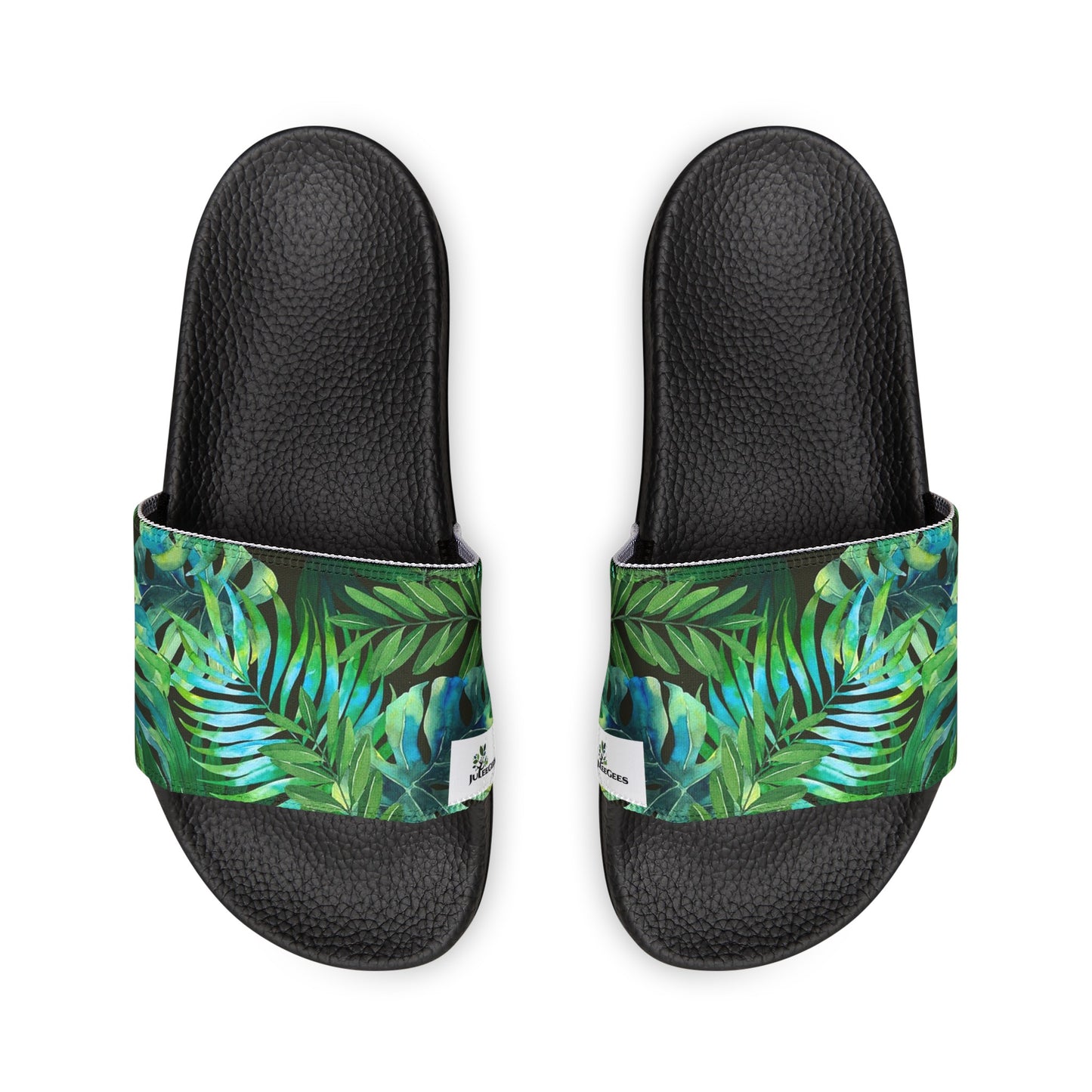 Sandal. tropical leaves Green Women's PU Slide Sandals