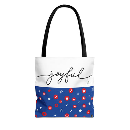 Tote Bag (AOP) Blue print with Joyful