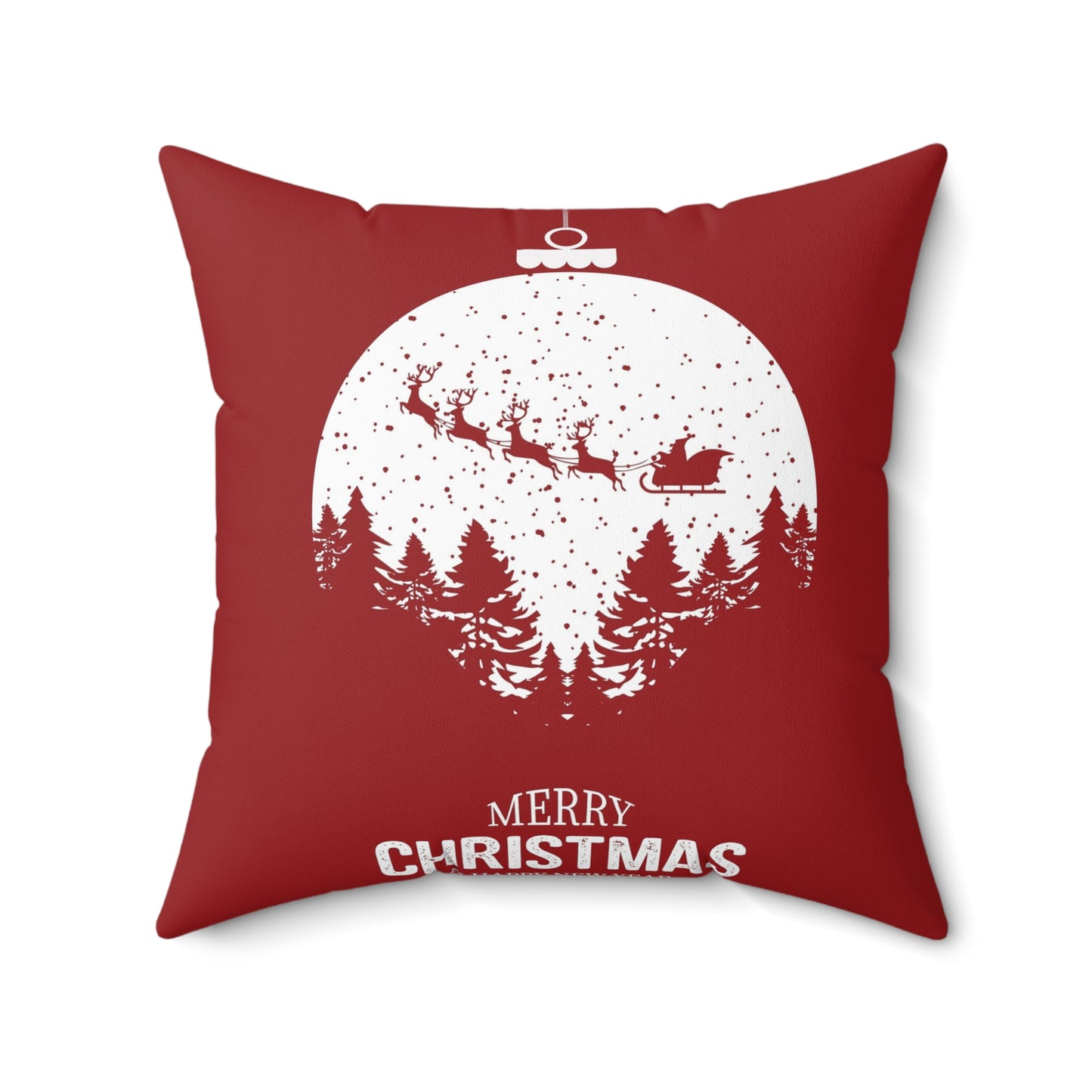 Spun Polyester Square Pillow Christmas Red Santa moon light ride