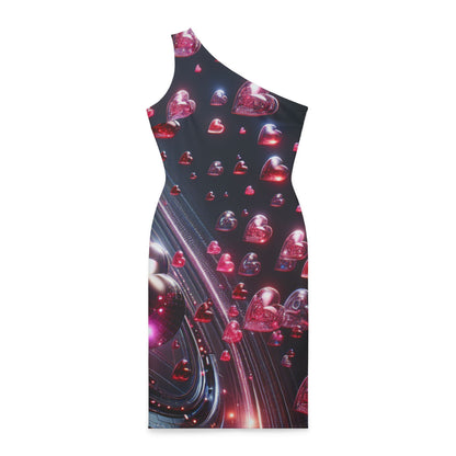 Shoulder Dress (AOP) HEARTS  IN SPACE .1