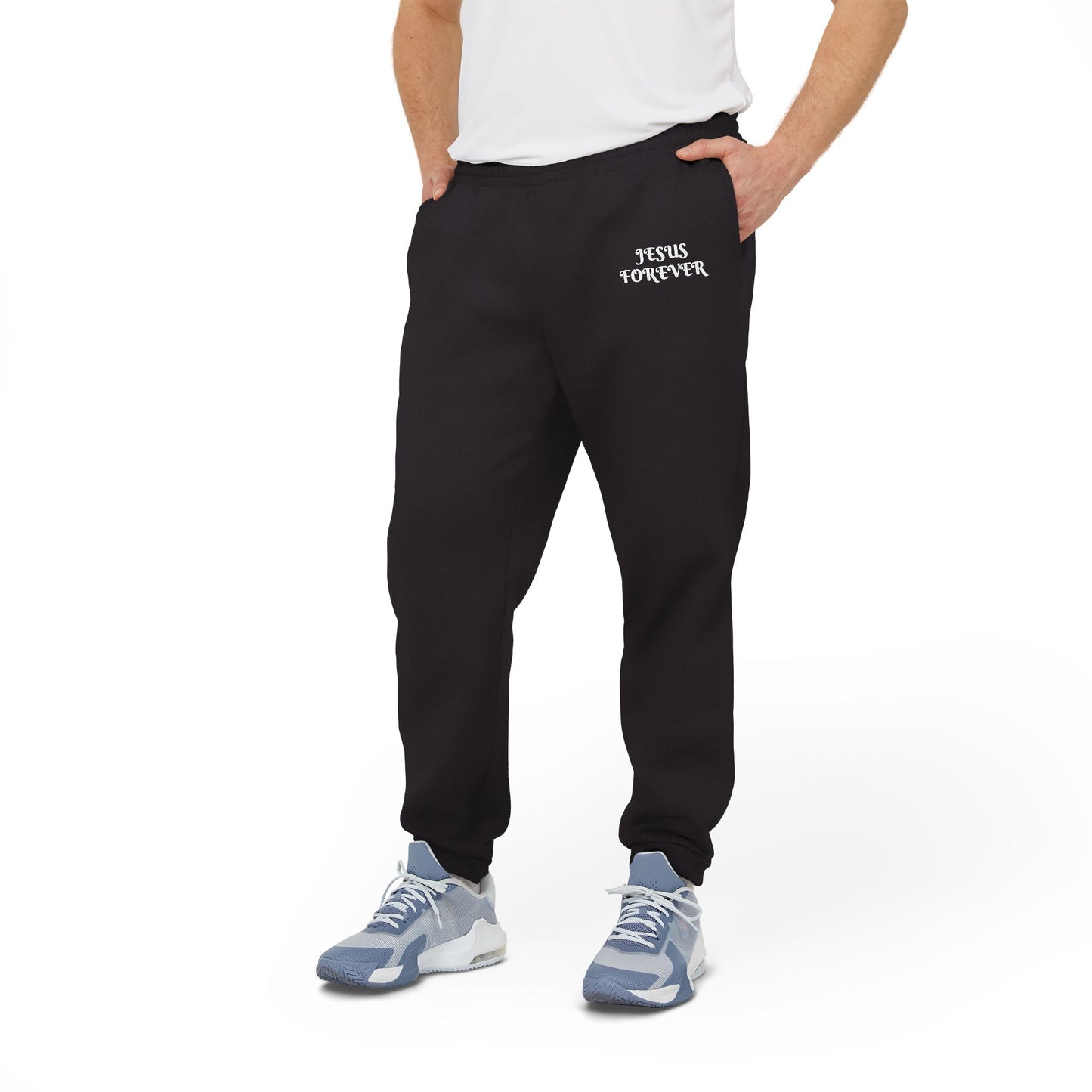 adidas Unisex Fleece Joggers WITH JESUS FOREVER