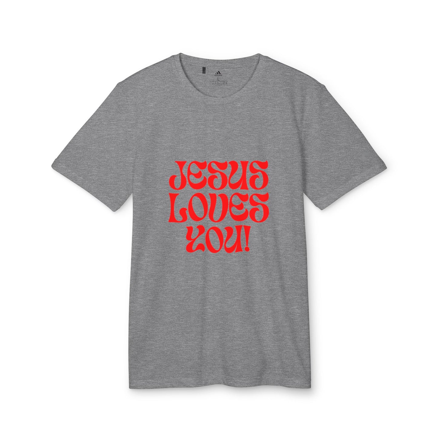 adidas® Unisex Sport T-shirt Jesus loves you.