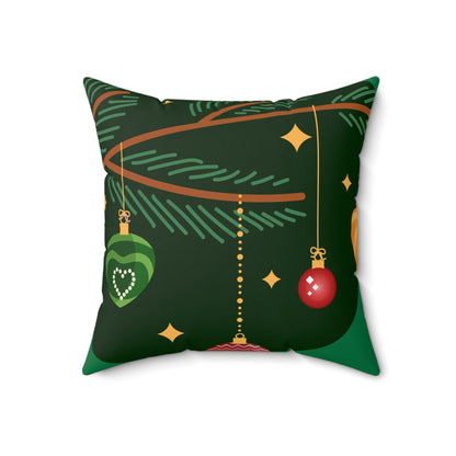 Spun Polyester Square Pillow Christmas green