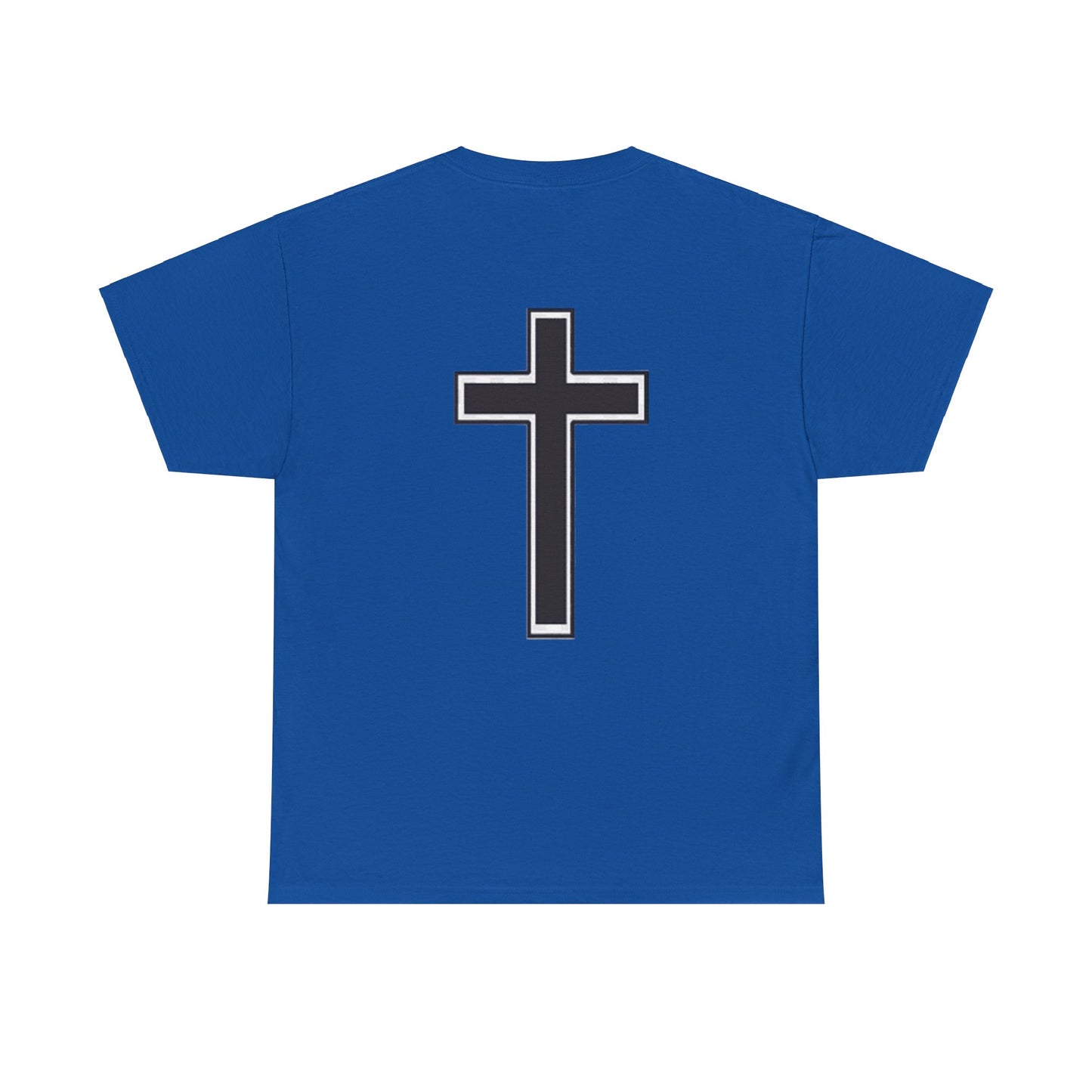 Unisex Heavy Cotton Tee. the one way to peace is through the power of the cross with words in  Black letters