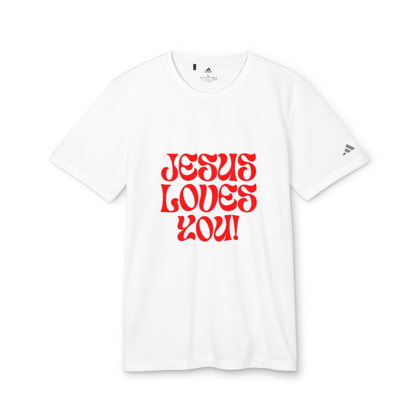 adidas® Unisex Sport T-shirt Jesus loves you.