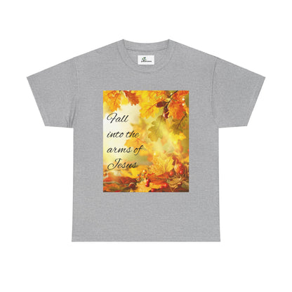 Unisex Heavy Cotton Tee. Fall scene fall into the Arms of Jesus.