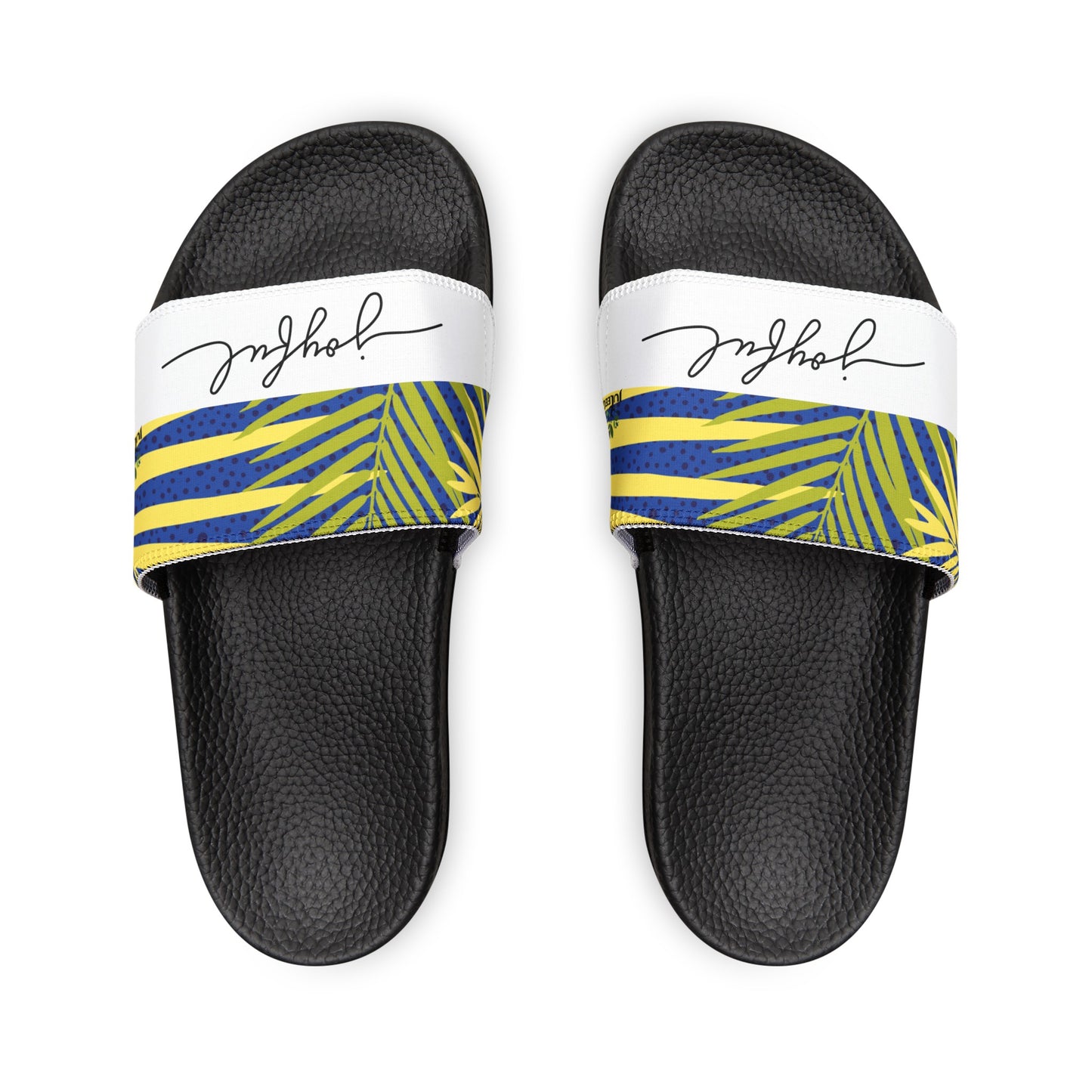 Men's PU Slide Sandals Palm leaves print/Joyful