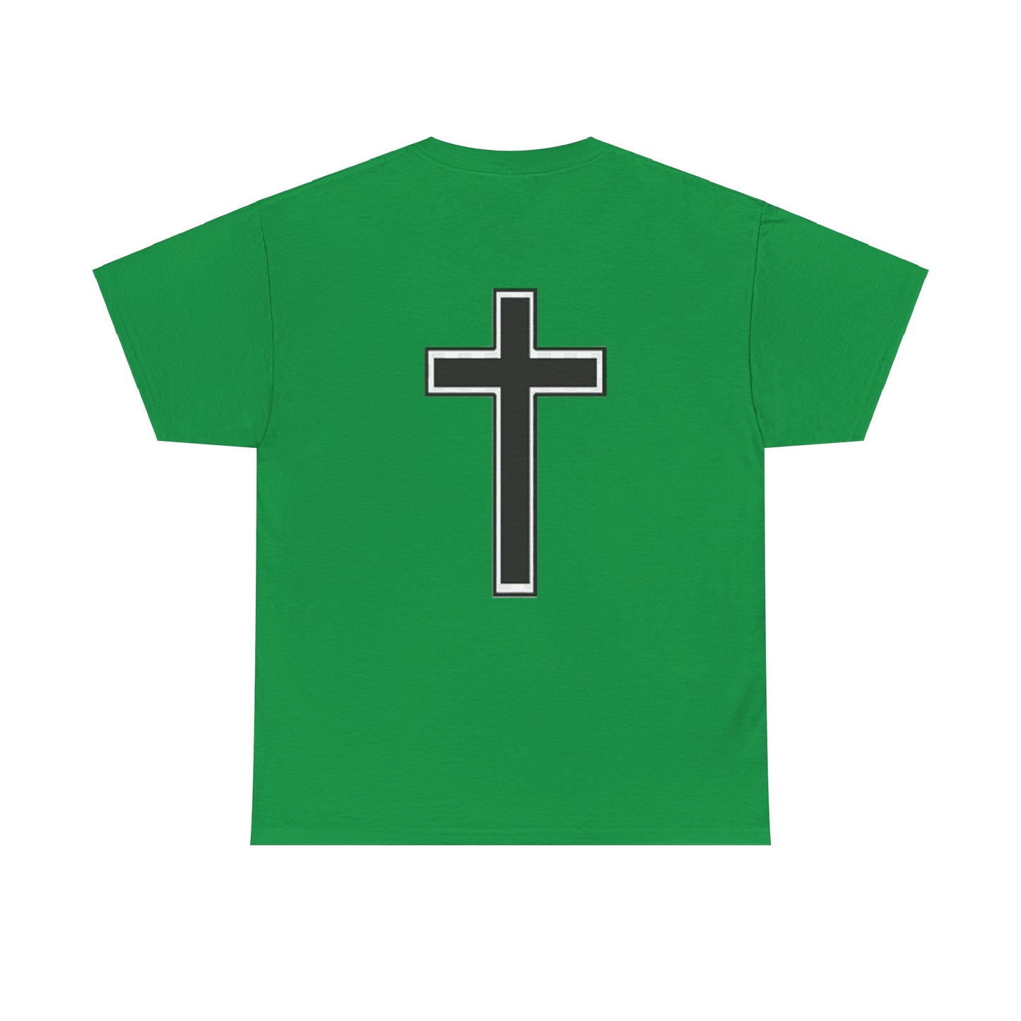 Unisex Heavy Cotton Tee. the one way to peace is through the power of the cross with words in  Black letters