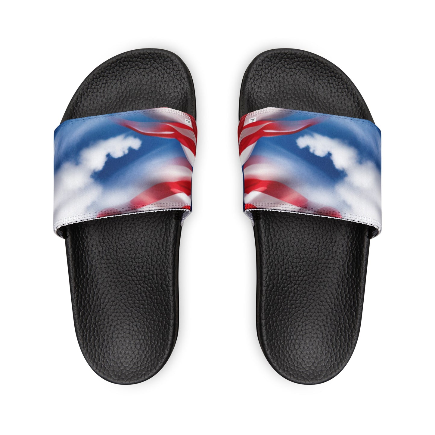 Men's PU Slide Sandal with American Flag in clouds form