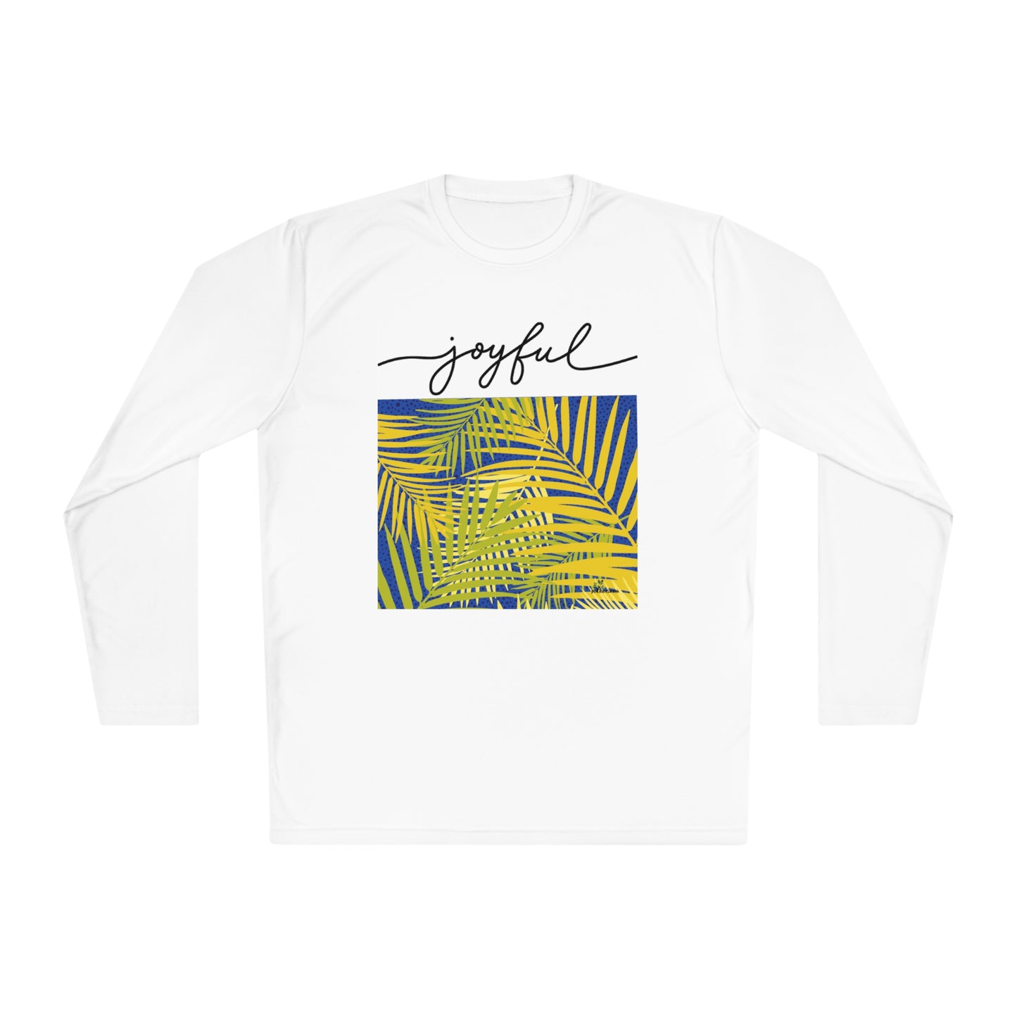 Unisex Lightweight Long Sleeve Tee. Palm leaves print/ joyful.