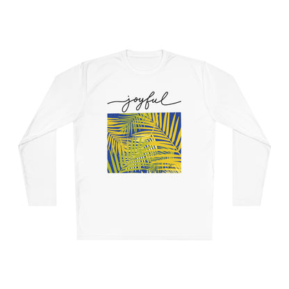 Unisex Lightweight Long Sleeve Tee. Palm leaves print/ joyful.