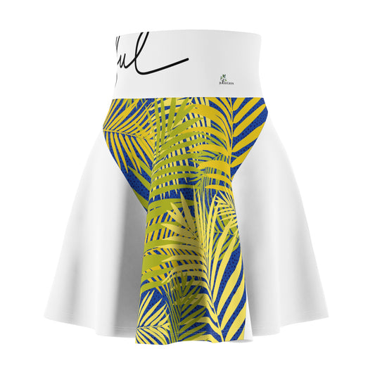 Women's Skater Skirt (AOP)Palm leaves print/ joyful