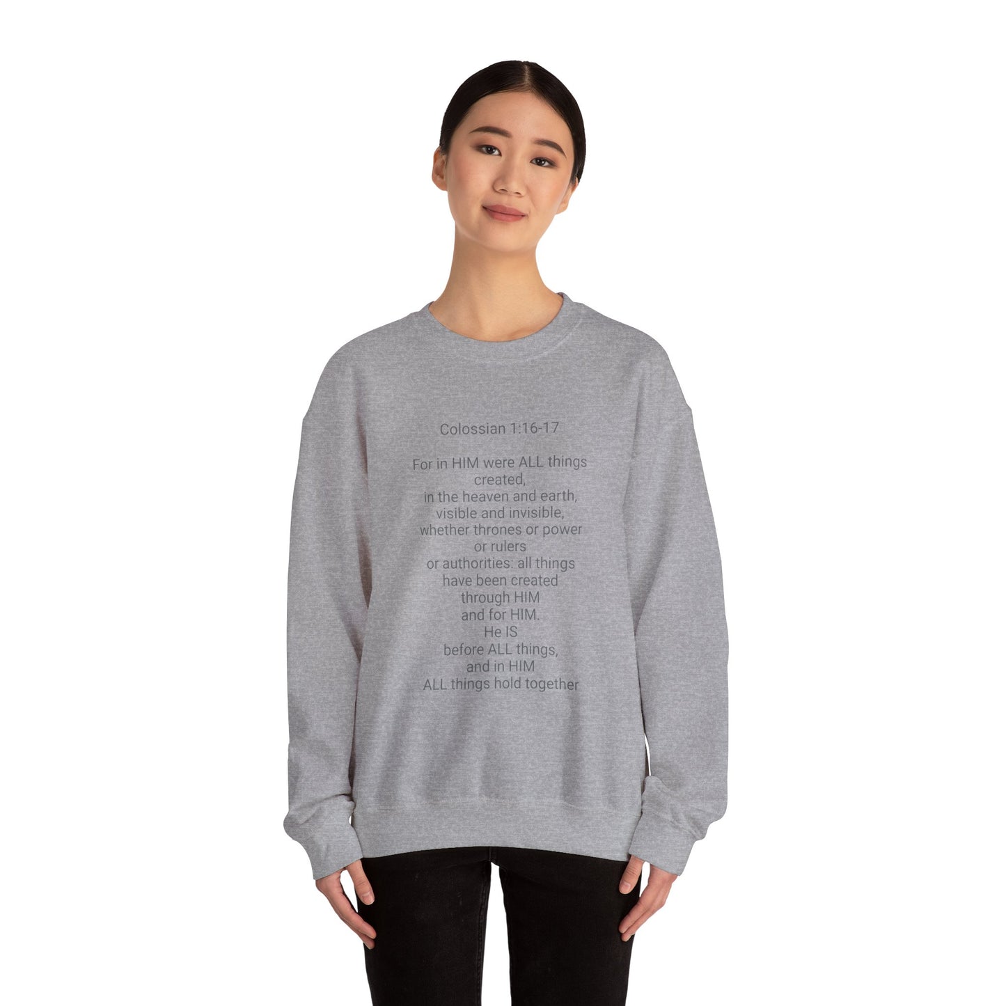 Unisex Heavy Blend™ Crewneck Sweatshirt Colossian 1:16-17/ Jesus is Lord.